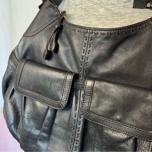 Cole Haan Black Pebbled Leather Large Shoulder Hobo Bag Satchel Purse.